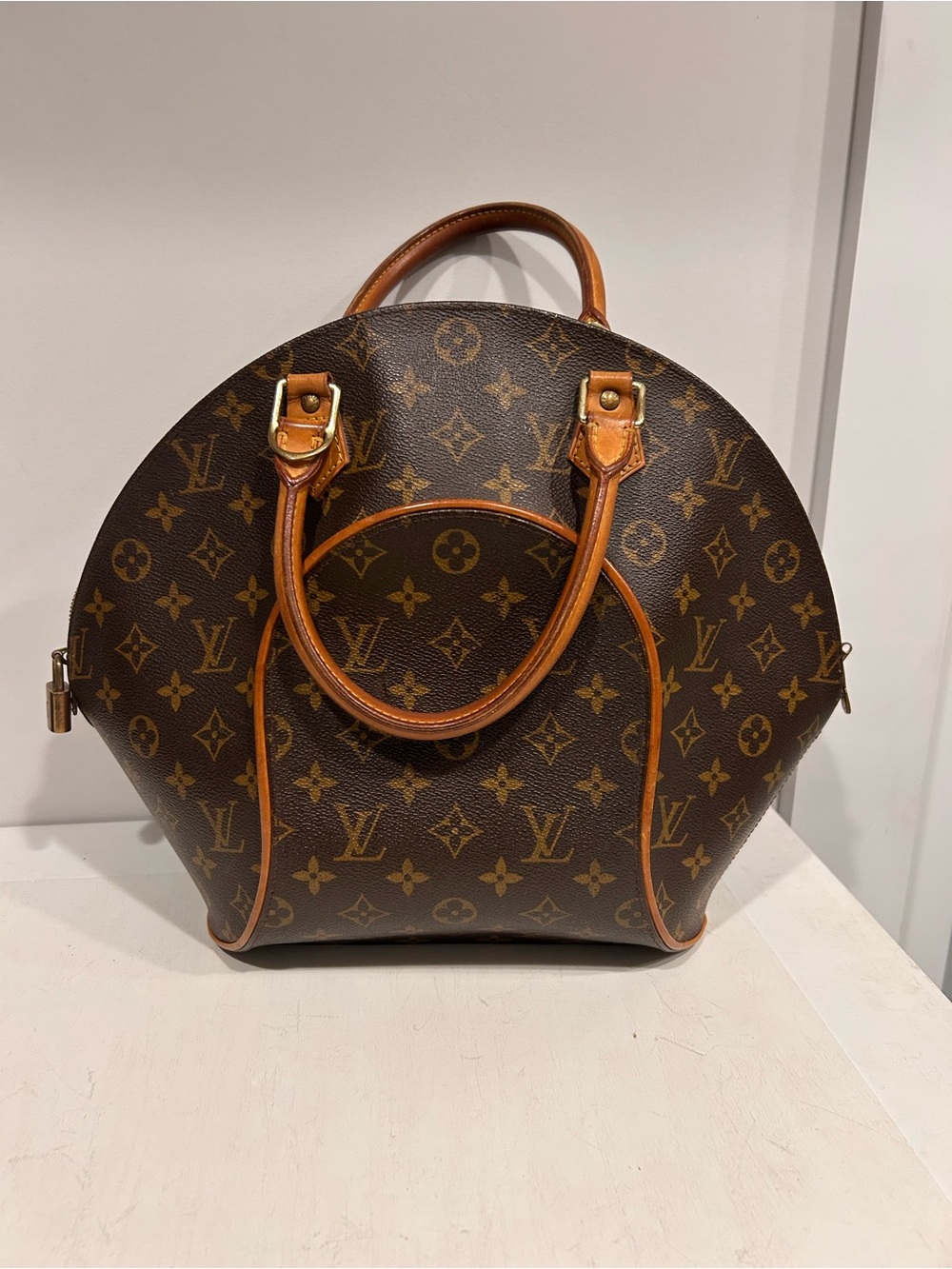 Louis Vuitton Monogram Brown Ellipse Satchel with Vachetta Trim